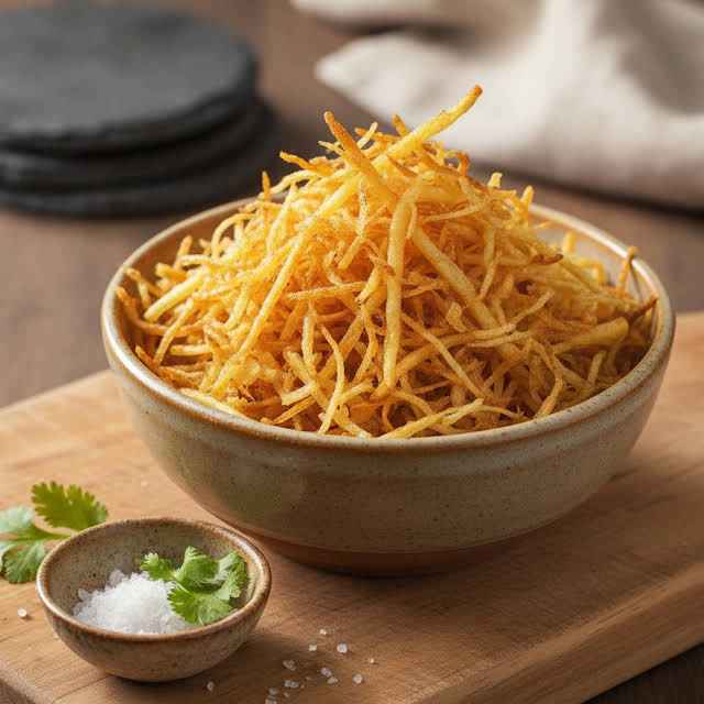 Jhuri Aloo Bhaja (Shredded Potato Fry) - A Nostalgic Bengali Namkeen Snacks